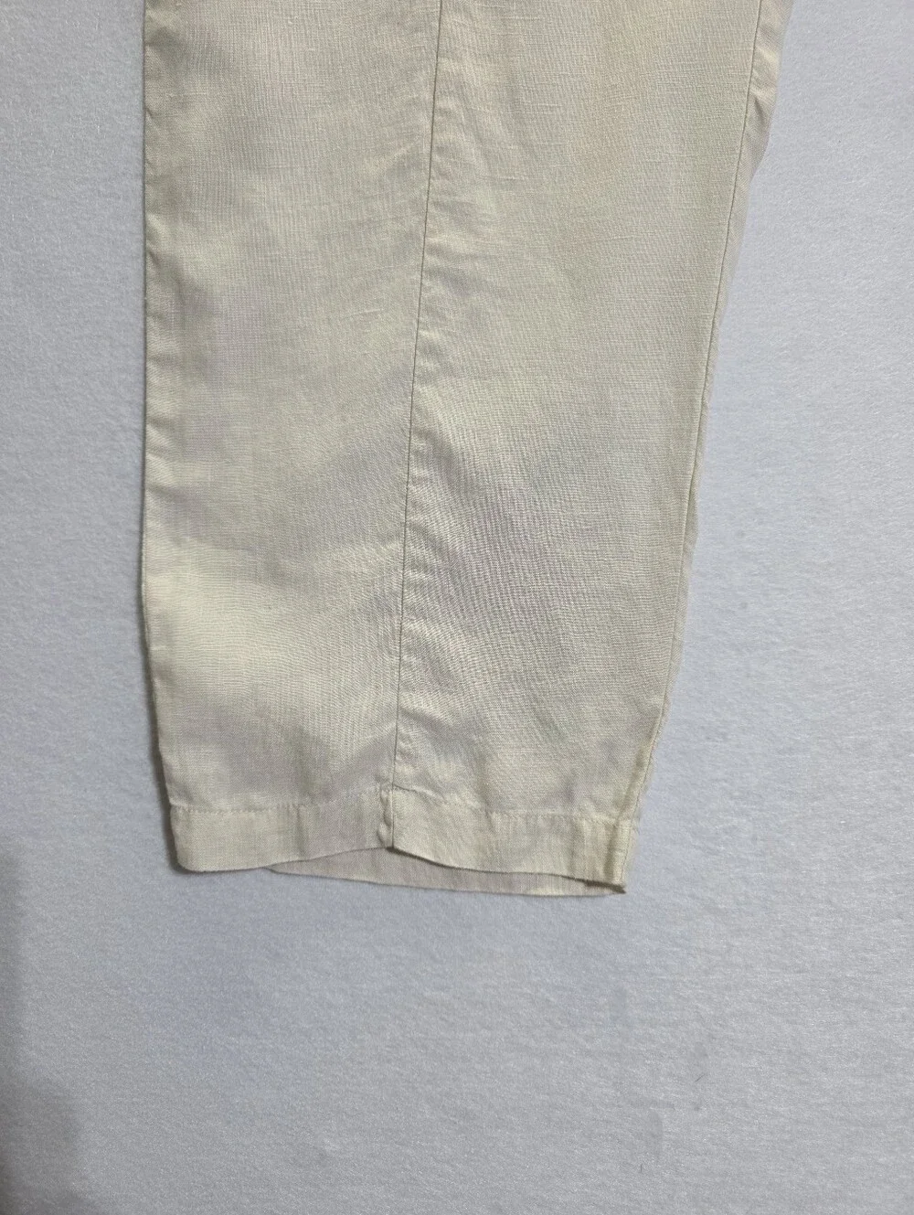 QUINCE 100% EUROPEAN LINEN TAPERED ANKLE PANTS SAND SIZE L
